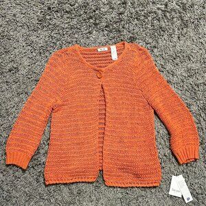 2000s Liz &Co Cottage Boho Core Orange Cardigan Size Medium Petite